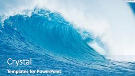  Presentation with blue wave - Slide deck with beautiful blue ocean wave background and a teal colored foreground