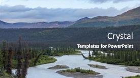  Presentation with mountains - Presentation theme having beautiful-blue-river-in-mountains background and a  colored foreground