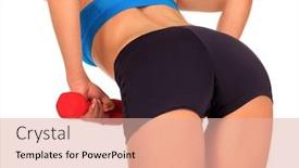  Presentation with slim body - Colorful PPT layouts enhanced with beautiful body of a young fit slim woman lifting dumbbells isolated on white background backdrop and a lemonade colored foreground