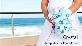  Presentation with bride - Theme with beautiful bouquet background is sea background and a  colored foreground