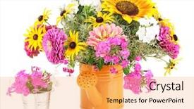  Presentation with bright white - Beautiful slide deck featuring beautiful-bouquet-of-bright-flowers backdrop and a yellow colored foreground
