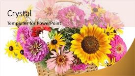  Presentation with beautiful flowers border floral design - Cool new slide deck with beautiful bouquet of bright flowers backdrop and a lemonade colored foreground