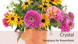  Presentation with bright white - Beautiful PPT layouts featuring beautiful-bouquet-of-bright-flowers backdrop and a coral colored foreground