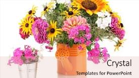  Presentation with bright white - Cool new theme with beautiful-bouquet-of-bright-flowers backdrop and a lemonade colored foreground
