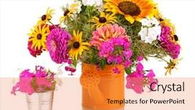  Presentation with bright white - Colorful presentation enhanced with beautiful-bouquet-of-bright-flowers backdrop and a gold colored foreground