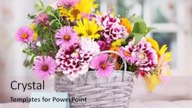  Presentation with beautiful flowers border floral design - Theme enhanced with beautiful bouquet of bright flowers background and a soft green colored foreground