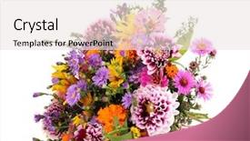  Presentation with bright white - Presentation theme enhanced with beautiful bouquet of bright flowers background and a sky blue colored foreground