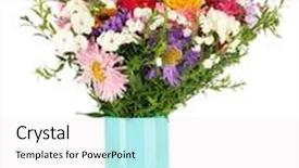  Presentation with flowers vase - Slide set consisting of beautiful bouquet of bright flowers in color vase isolated on white background and a white colored foreground