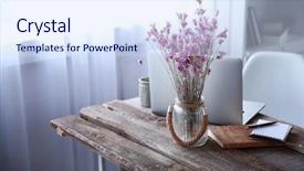  Presentation with workplace - Slides having beautiful bouquet of flower background and a sky blue colored foreground