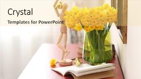  Presentation with narcissus - Colorful slides enhanced with beautiful bouquet of yellow narcissus backdrop and a  colored foreground