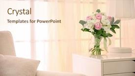  Presentation with modern - Audience pleasing theme consisting of beautiful bouquet with white freesia backdrop and a cream colored foreground