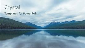  Presentation with spectacular - Audience pleasing presentation theme consisting of beautiful-bowman-lake-with-reflection backdrop and a sky blue colored foreground