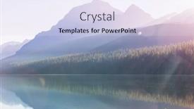  Presentation with spectacular - PPT theme featuring beautiful-bowman-lake-with-reflection background and a sky blue colored foreground