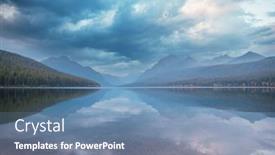  Presentation with spectacular - Presentation theme enhanced with beautiful-bowman-lake-with-reflection background and a seafoam green colored foreground