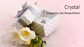  Presentation with flower wedding - Presentation theme with beautiful box with wedding ring and flower on pink background background and a lemonade colored foreground