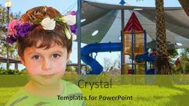  Presentation with mental - Amazing PPT theme having beautiful-boy-in-a-flower backdrop and a gold colored foreground