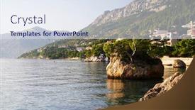  Presentation with dalmatia - Audience pleasing slide deck consisting of beautiful-brela-beach-at-adriatic backdrop and a sky blue colored foreground
