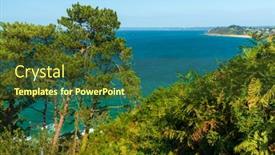 Presentation with deep sea - PPT theme featuring beautiful-bretagne-coastline-covered background and a tawny brown colored foreground