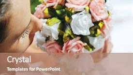  Presentation with bride and groom at wedding - Cool new slide deck with beautiful bride after wedding ceremony backdrop and a  colored foreground