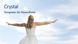  Presentation with bride - PPT layouts featuring beautiful bride after wedding ceremony background and a  colored foreground