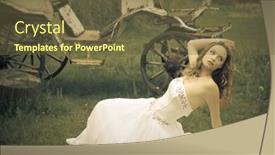  Presentation with old style - Cool new PPT theme with beautiful bride and an old carriage retro style toned backdrop and a tawny brown colored foreground