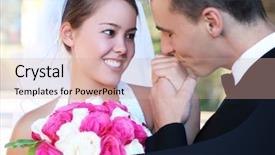  Presentation with bride and groom at wedding - Amazing presentation theme having beautiful bride and handsome groom backdrop and a coral colored foreground