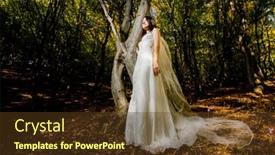  Presentation with bride - Presentation design with beautiful-bride-in-wedding-dress background and a tawny brown colored foreground