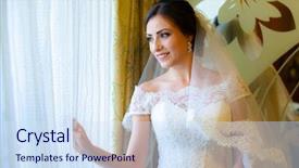  Presentation with wedding white - PPT layouts with beautiful bride in white wedding background and a sky blue colored foreground