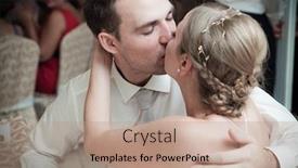  Presentation with wedding white - Colorful slides enhanced with beautiful bride in white with handsome groom on wedding day backdrop and a coral colored foreground