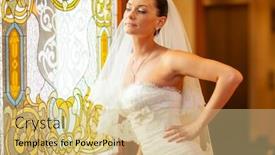  Presentation with stained glass - Presentation design featuring beautiful-bride-near-the-stained background and a coral colored foreground