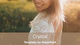  Presentation with white wedding - Beautiful PPT theme featuring beautiful-bride-outdoor-happy-girl backdrop and a coral colored foreground