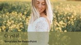  Presentation with wedding white - Amazing slide deck having beautiful-bride-outdoor-happy-girl backdrop and a gold colored foreground