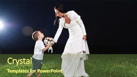  Presentation with ceremony - Beautiful presentation theme featuring beautiful bride outdoor on romantic wedding ceremony with little kid backdrop and a tawny brown colored foreground