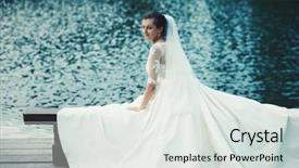  Presentation with bride - Beautiful slide deck featuring beautiful bride outdoors near lake backdrop and a  colored foreground