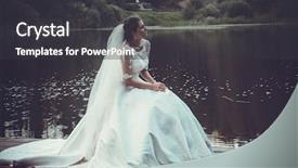  Presentation with bride - Slide set featuring beautiful bride outdoors near lake background and a  colored foreground