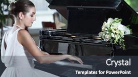  Presentation with young children playing multicultural - Presentation enhanced with bride playing the grand piano background and a tawny brown colored foreground