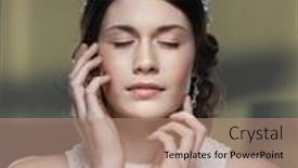  Presentation with diamonds - PPT layouts having beautiful-bride-portrait-wedding-makeup background and a coral colored foreground