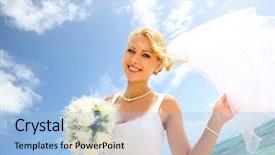  Presentation with sky blue - Cool new PPT theme with beautiful bride with blue sky backdrop and a  colored foreground