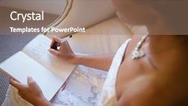  Presentation with bride - Beautiful presentation theme featuring beautiful bride writing in diary backdrop and a coral colored foreground