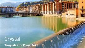  Presentation with water dam - Slide deck enhanced with beautiful-bridge-and-dam background and a light blue colored foreground