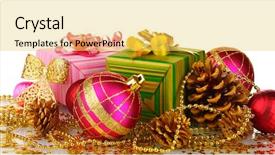  Presentation with bright white - PPT layouts having beautiful bright christmas balls gifts background and a  colored foreground