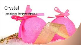  Presentation with white snow - Slides consisting of beautiful bright christmas balls on snow isolated on white background and a white colored foreground