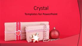  Presentation with christmas red - Beautiful theme featuring beautiful bright gifts and christmas backdrop and a  colored foreground