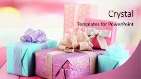  Presentation with romantic gift - Presentation design consisting of beautiful bright gifts on bright background and a  colored foreground