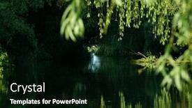  Presentation with green foliage - Presentation design featuring beautiful-bright-green-summer-foliage background and a black colored foreground