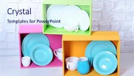  Presentation with boxes light - PPT layouts enhanced with tableware on light wall background background and a sky blue colored foreground