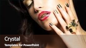  Presentation with golden woman - Slide set featuring beautiful brunet woman with golden nails and style makeup of eyes - on black background background and a wine colored foreground