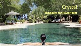  Presentation with swimming pool - Colorful PPT theme enhanced with beautiful-brunette-caucasian-relaxing backdrop and a tawny brown colored foreground