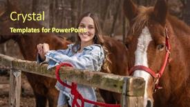  Presentation with cowgirl - Presentation theme consisting of beautiful-brunette-cowgirl-poses background and a tawny brown colored foreground