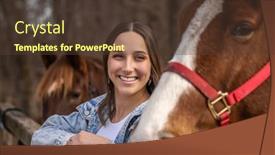  Presentation with cowgirl - Slide set having beautiful-brunette-cowgirl-poses background and a tawny brown colored foreground